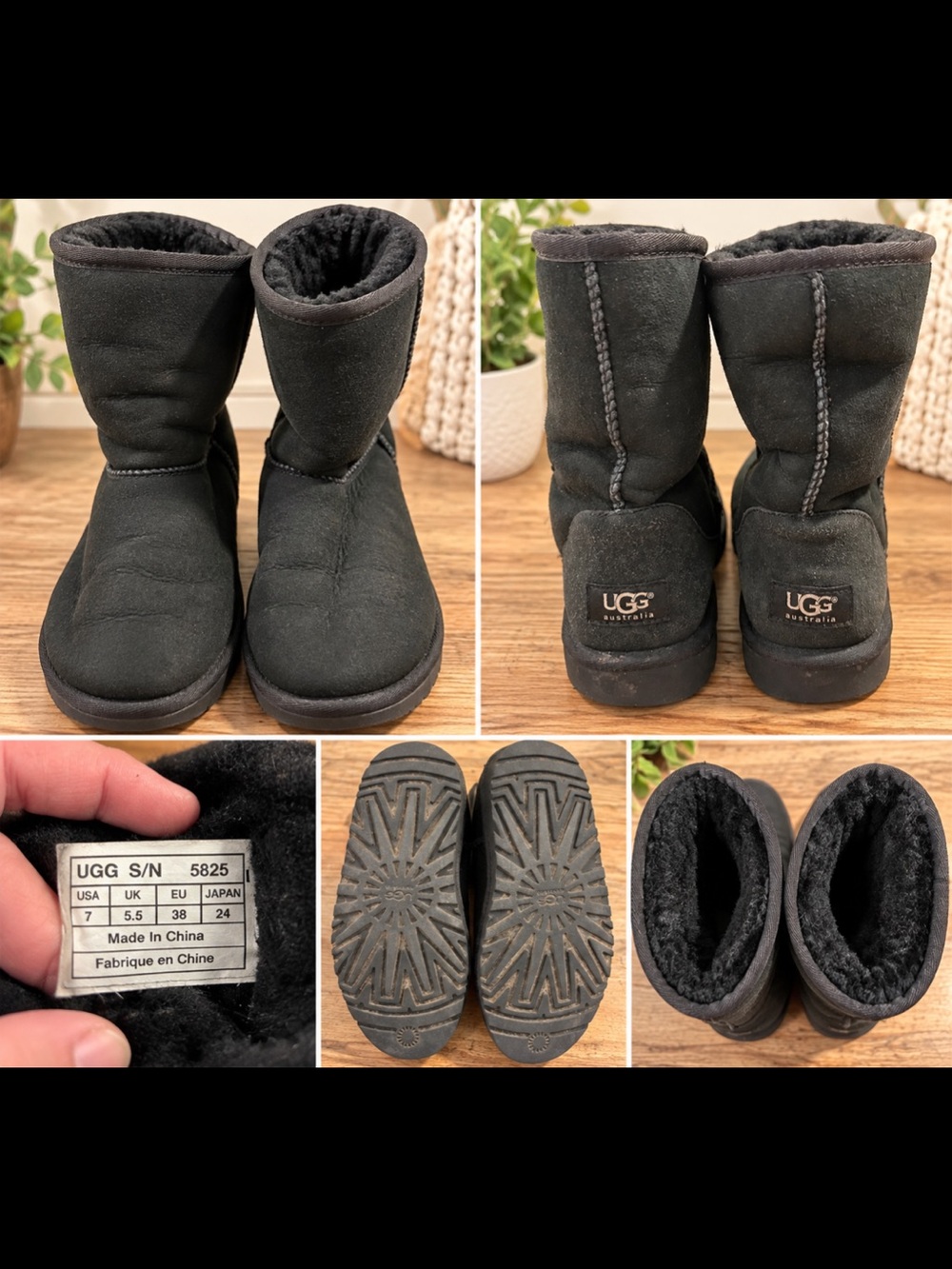 UGG Black Short Suede Shearling Boots